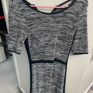 Banana Republic Black and White Marled Knit Midi Dress